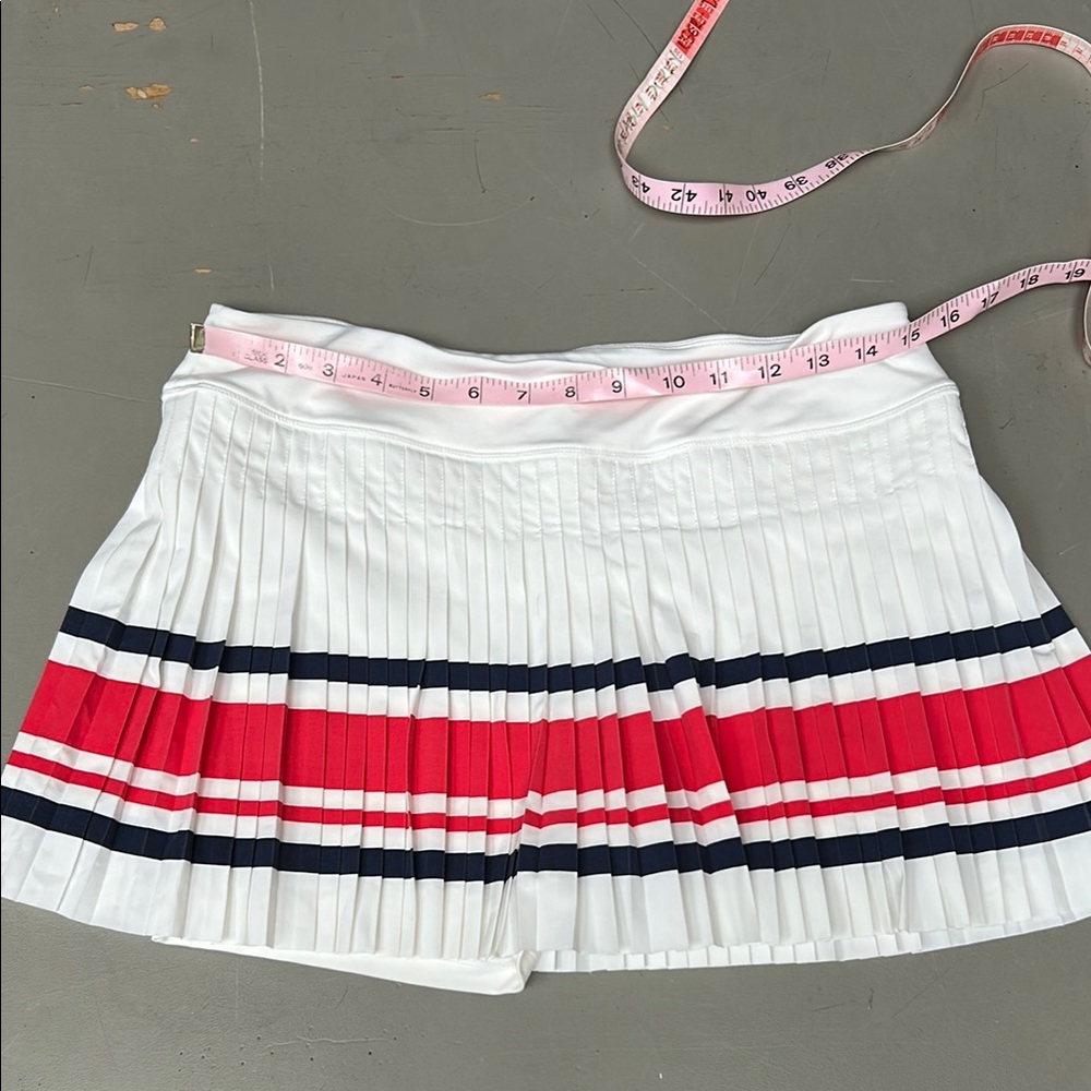 Fila White Pleated Skirt with Red and Blue Stripes